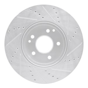 Chrysler Crossfire Brake Rotor (1) - Front Left - R1 Concepts - Drilled & Slotted - Silver - `96-`11